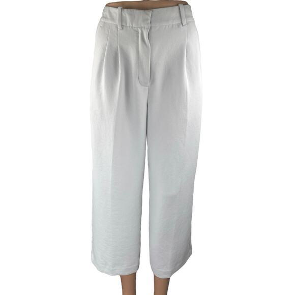 Aritzia Wilfred Women's White Pleated Baggy Wide Leg Trousers Pants Size 2 - Picture 1 of 5